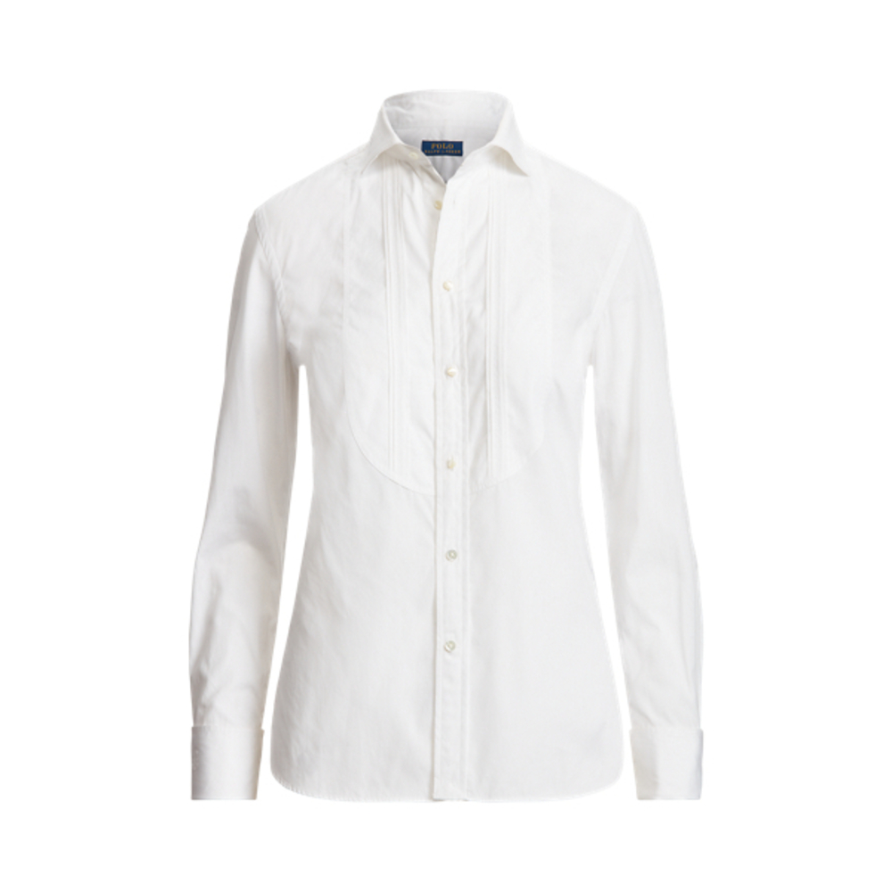 Polo Ralph Lauren French-Cuff Cotton Broadcloth Shirt White Tuxedo Pleated Sz 12